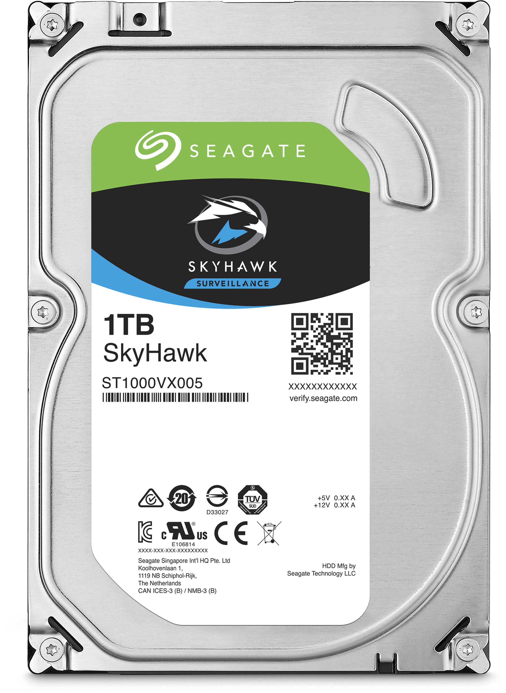 SEAGATE Surveillance Skyhawk 7200 1TB HDD 5900rpm SATA serial ATA 6Gb/s 64MB cache 3.5p 24x7 long-term usage BLK
